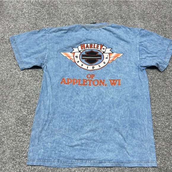 Vtg Harley Davidson Shirt Mens Large Blue Acid Wash Wisconsin 90s 1998 Bike - Picture 7 of 7